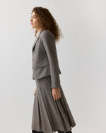 Load image into Gallery viewer, Short Reagan Jacket in Navy/Chocolate Houndstooth