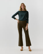 Load image into Gallery viewer, Kendall Flare 5-Pocket Jean in Moss Stretch Moleskin