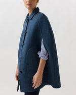 Load image into Gallery viewer, Reversible Bennet Tailored Cape in Lovat/Denim Double-Faced Wool