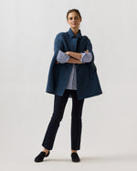 Load image into Gallery viewer, Reversible Bennet Tailored Cape in Lovat/Denim Double-Faced Wool