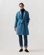 Load image into Gallery viewer, Kimono Carina Coat in Delft Blue Pressed Boiled Wool
