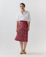 Load image into Gallery viewer, Reversible Quilted Adley Wrap Skirt in Red/Navy Bandana Poplin