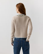 Load image into Gallery viewer, Aloise Embroidered Sweater in Oatmeal/Multi Extra Fine Merino Wool