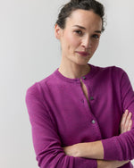 Load image into Gallery viewer, Rosie Cardigan in Heather Fuchsia Cashmere