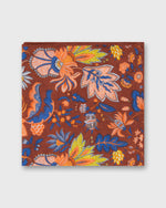 Load image into Gallery viewer, Linen/Cotton Print Pocket Square in Brick/Lovat Botanical