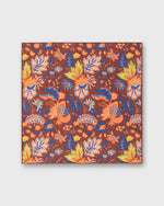 Load image into Gallery viewer, Linen/Cotton Print Pocket Square in Brick/Lovat Botanical