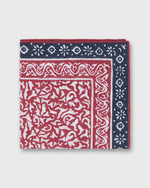 Load image into Gallery viewer, Linen/Cotton Print Pocket Square in Red/Navy Abstract