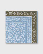 Load image into Gallery viewer, Linen/Cotton Print Pocket Square in Sky/Olive Abstract