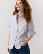 Load image into Gallery viewer, Schoolgirl Shirt in Lavender/White Bengal Stripe Oxford