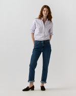 Load image into Gallery viewer, Schoolgirl Shirt in Lavender/White Bengal Stripe Oxford