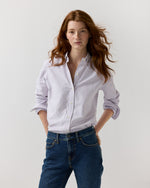 Load image into Gallery viewer, Schoolgirl Shirt in Lavender/White Bengal Stripe Oxford