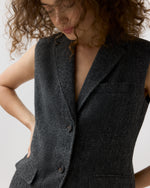 Load image into Gallery viewer, Channing Vest in Charcoal Wool Herringbone