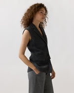 Load image into Gallery viewer, Channing Vest in Charcoal Wool Herringbone