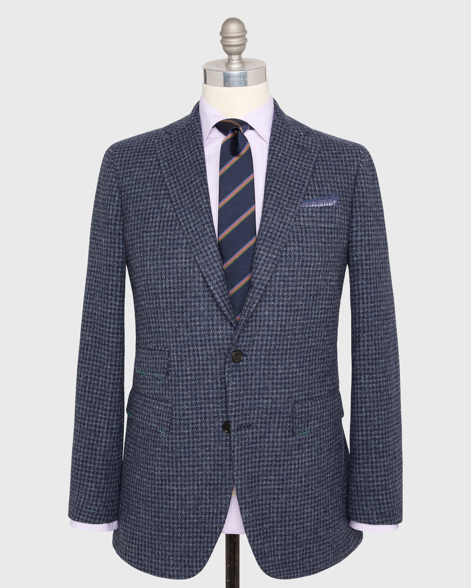 Virgil No. 3 Jacket in Navy/Blue Houndstooth Tweed | Shop Sid Mashburn