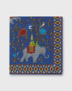 Load image into Gallery viewer, Hand-Rolled Cotton Print Pocket Square in Blue/Red Elephant