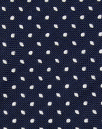 Load image into Gallery viewer, Silk Woven Tie in Navy/Fog Pin Dot