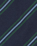Load image into Gallery viewer, Silk Woven Tie in Navy/Lovat/Sky Stripe