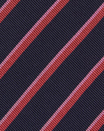 Load image into Gallery viewer, Silk Woven Tie in Navy/Pink/Light Pink Stripe