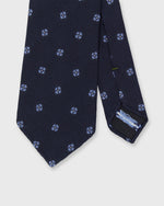 Load image into Gallery viewer, Silk/Cotton Mogador Tie in Navy/French Blue Clover Dot