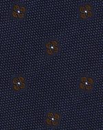 Load image into Gallery viewer, Silk/Cotton Mogador Tie in Navy/Brown Clover Dot