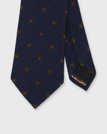 Load image into Gallery viewer, Silk/Cotton Mogador Tie in Navy/Brown Clover Dot