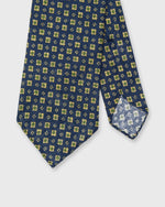 Load image into Gallery viewer, Linen Print Tie in Navy/Straw/Olive Foulard