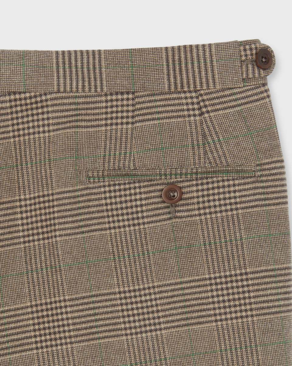 Side-Tab Sport Trouser in Flax/Brown/Green Glen Plaid | Shop Sid