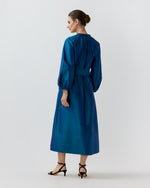 Load image into Gallery viewer, Sienna Midi Dress in Marine Silk Shantung