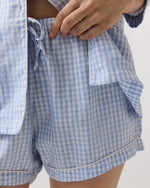 Load image into Gallery viewer, Hailey Pajama Shorts Set in Sky Blue Gingham