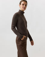 Load image into Gallery viewer, Dakota Turtleneck Sweater in Heather Espresso Cashmere
