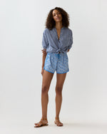 Load image into Gallery viewer, Boy Shorts in Blue Betsy Ann Liberty Fabric