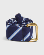 Load image into Gallery viewer, D-Ring Belt in Navy/Cobalt Queens Stripe