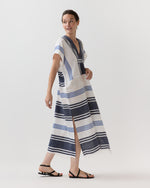 Load image into Gallery viewer, Gasira V-Neck Caftan in Marina Blue