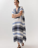 Load image into Gallery viewer, Gasira V-Neck Caftan in Marina Blue