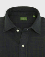 Load image into Gallery viewer, Spread Collar Sport Shirt in Navy/Green Jacquard