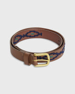 Load image into Gallery viewer, 1 1/8" Polo Belt in Navy/Forest Medium Brown Leather