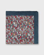 Load image into Gallery viewer, Large Hand-Rolled Scarf in Navy/Red Petal & Daisy Liberty Fabric Silk Twill