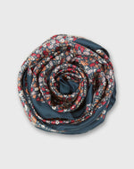 Load image into Gallery viewer, Large Hand-Rolled Scarf in Navy/Red Petal & Daisy Liberty Fabric Silk Twill