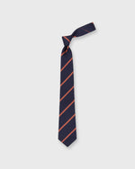 Load image into Gallery viewer, Silk Woven Tie in Navy/Salmon Stripe