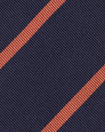 Load image into Gallery viewer, Silk Woven Tie in Navy/Salmon Stripe