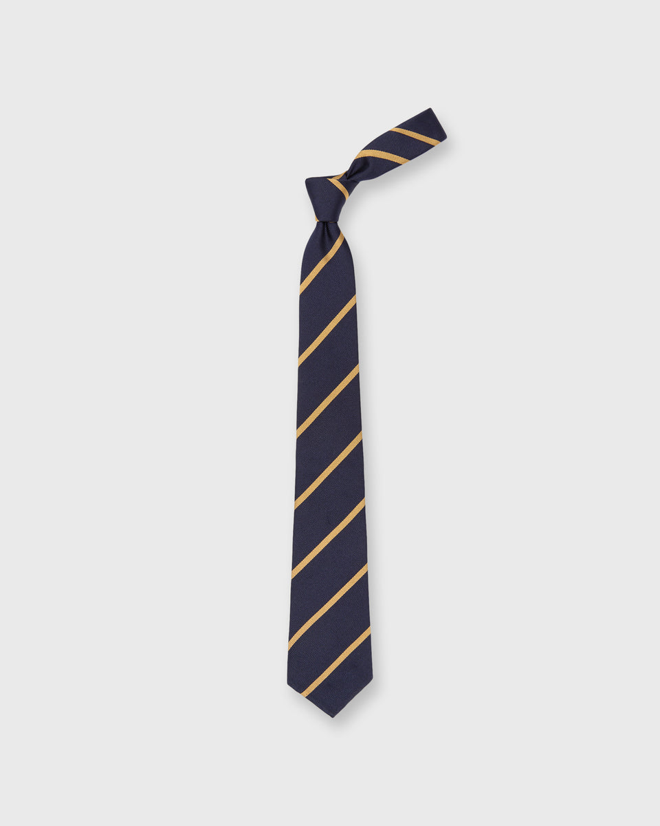 Silk Woven Tie in Navy/Gold Bar Stripe | Shop Sid Mashburn
