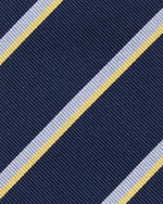 Load image into Gallery viewer, Silk Woven Tie in Navy/Sky/Butter Stripe
