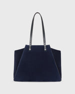 Load image into Gallery viewer, Evie Tote in Navy Suede/Leather