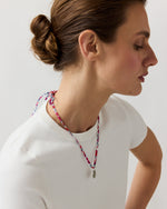 Load image into Gallery viewer, Circle Pendant Necklace in Red Wiltshire Liberty