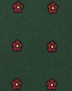Load image into Gallery viewer, Silk Print Tie in Green/Red/Butter Flower