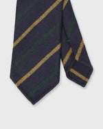 Load image into Gallery viewer, Hand-Rolled Wool Woven Tie in Navy/Forest/Gold Stripe