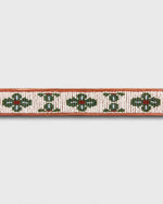 Load image into Gallery viewer, 1.25" African Beaded Belt in White/Green Flower