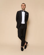 Load image into Gallery viewer, Kincaid No. 3 Peak Lapel Tuxedo in Black Wool Mohair with Silk Grosgrain Trim