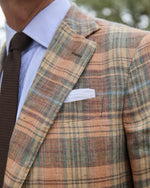 Load image into Gallery viewer, Virgil No. 2 Jacket in Wheat/Melon/Lovat Plaid Linen Hopsack
