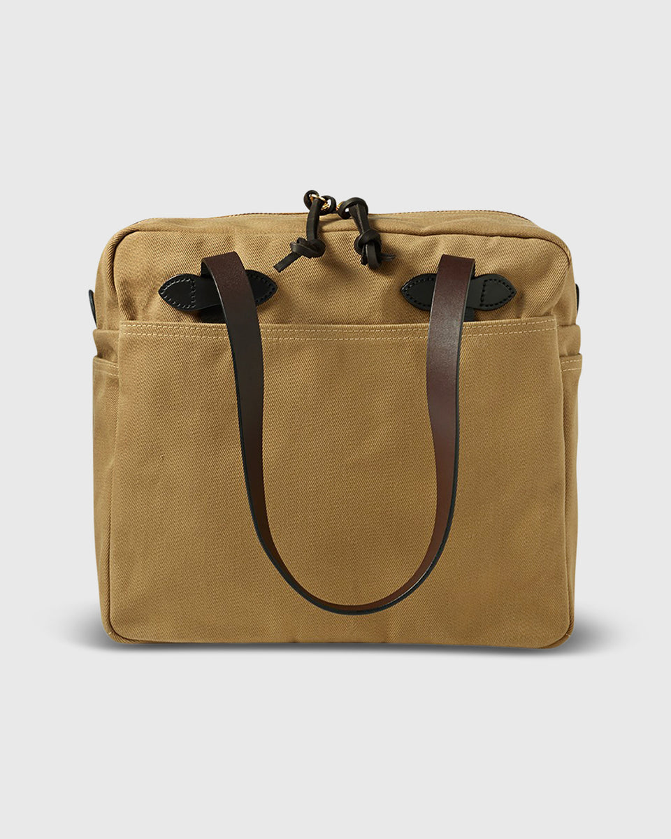 Zip-Top Tote Bag in Tan